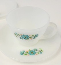 VTG Fire King Milk Glass Bonnie Blue Periwinkle Cup  Saucer Multiple Available