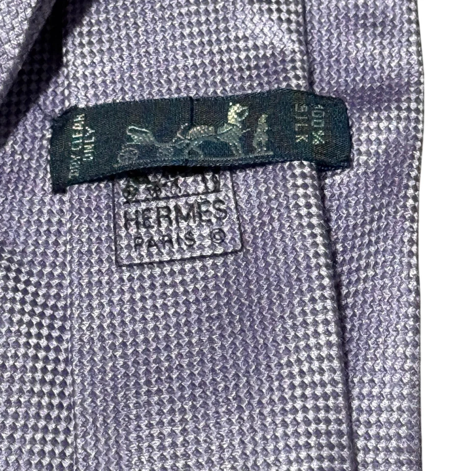 Corbata para hombre HERMES Paris jacquard púrpura 100 % seda Saint-Honore 233623 SA Foto 3 de 4