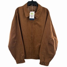 Cutter  Buck Roosevelt Zip Up Micro Suede Front Jacket Brown Men's Size 2XL