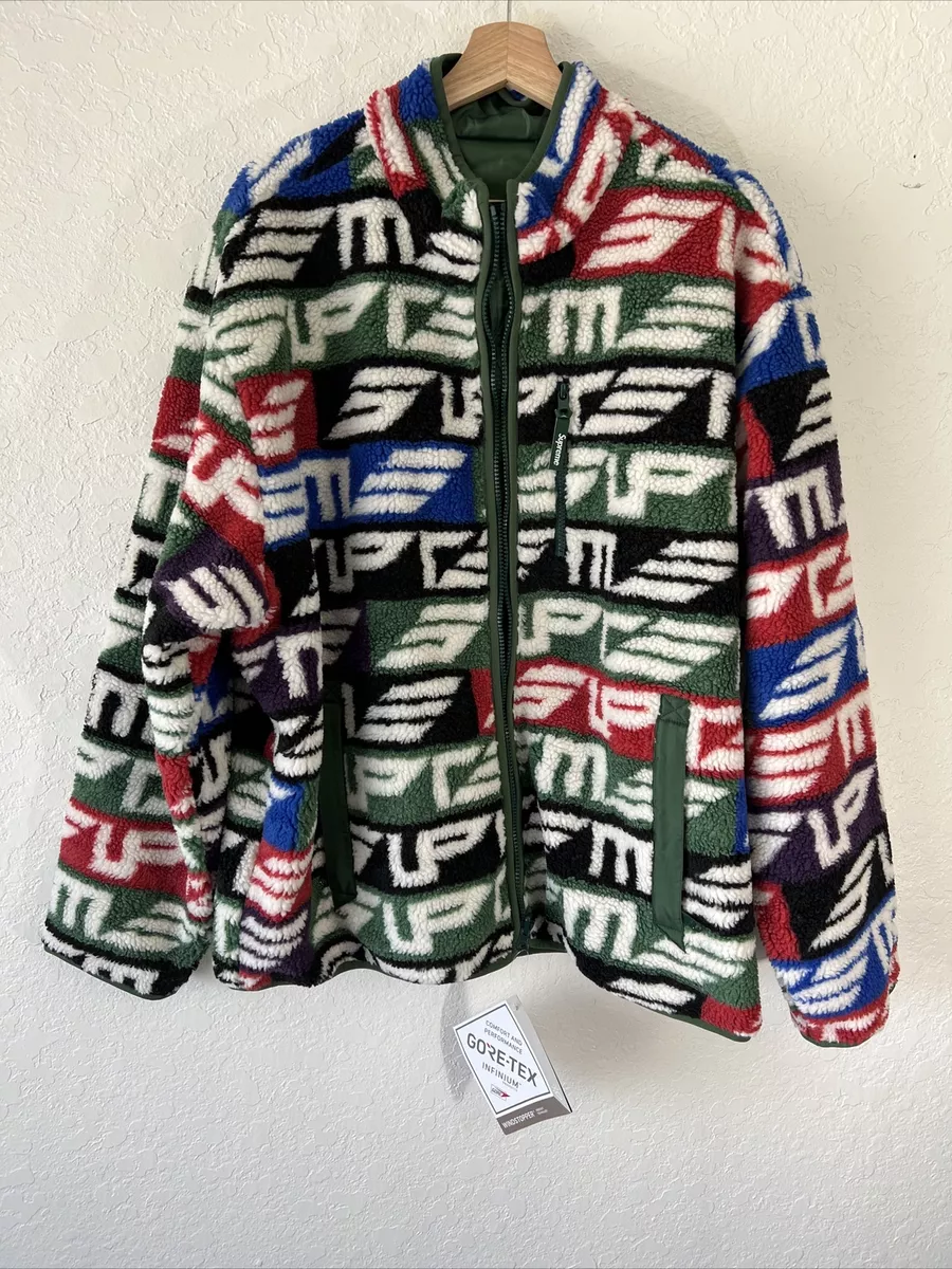 SUPREME GEO REVERSIBLE WINDSTOPPER FLEECE JACKET Large GREEN MULTI