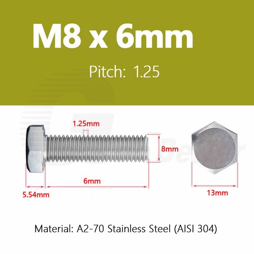 M6 M8 M10 Hex Head Bolts Machine Screws Stainless Steel A2 Fully Thread DIN 933 - Picture 47 of 125