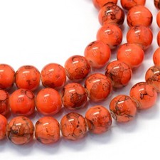 105 Black Orange Speckled Halloween Glass Beads Bulk 8mm Round 32" Strand B