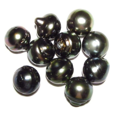 10 piezas 11-12 mm Círculo Corto Ovalado Suelto Tahití Negro/Verde Perla - Imagen 3 de 3