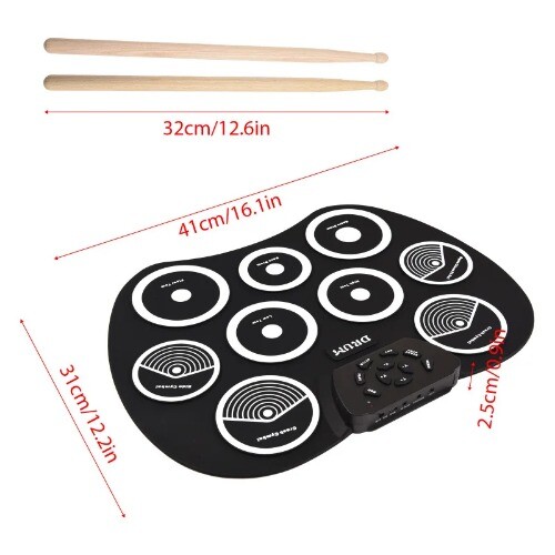 Electronic Drum Set Hand-rolledDrum 9-pad MIDI Interface DTX Games PortableDrum - Bild 19 von 21