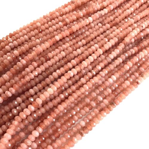 Natürliche Edelsteine Pfirsich Mondstein facettiert Rondelle Perlen 4x3 mm 14 Zoll Schmuckherstellung - Bild 5 von 9