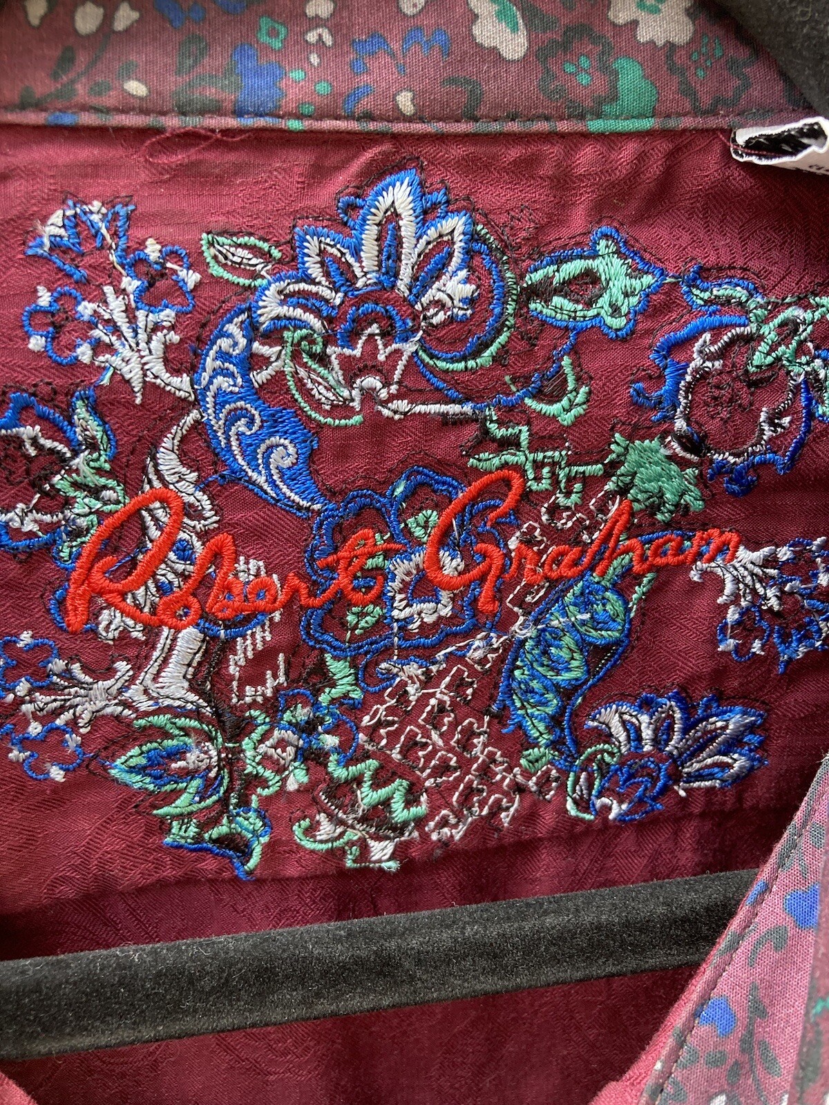 Men's Robert Graham Maroon Solid Button-Down Shir… - image 2