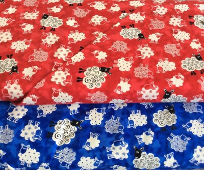 BLANK QUILTING- COUNTING SHEEP-YOUR CHOICE OF CHERRY OR ROYAL BLUE- BY THE YARD