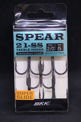 BKK Spear-21 SS Treble Hooks - Size 2/0 - Super Slide Carbon Steel Hook