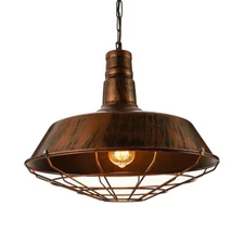 18" Industrial Rustic Pendant Light Ceiling Lamp Metal Cage Barn Hanging Fixture