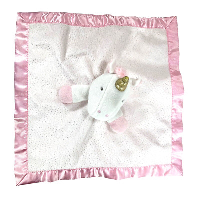 Cloud Island Baby Security Blanket  Unicorn Pink Satin Plush Sparkles Lovey 14''