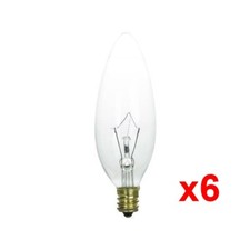 SUNLITE 6-pack 25W TORPEDO Light Bulb E12 Candelabra Base Chandelier 25 Watt