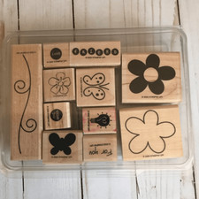 Stampin up Miscellaneous wood mounted rubber stamps set of 10 floral butterfly