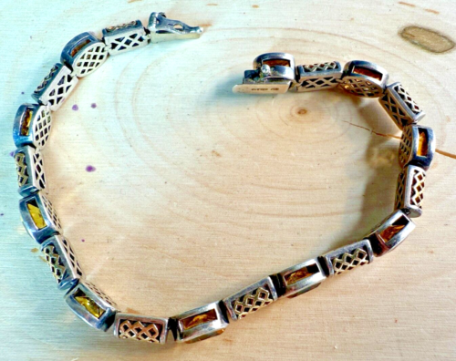 14k Gelbgold & Sterlingsilber Citrin ca. 18 ctw ARMBAND 8" (geprüft) - Bild 6 von 7