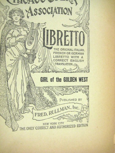 Libretto Girl of Golden West Chicago Opera House Rullman Program 1922 - Picture 3 of 12
