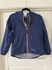 LL Bean Youth Fleece Lined Windbreaker Jacket Blue Size 10