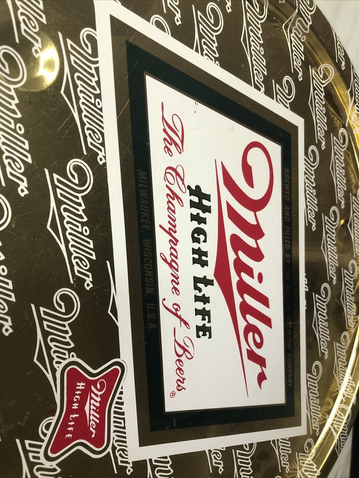 Miller High Life Brewing Co Beer Metal Serving Tray Platter Champagne