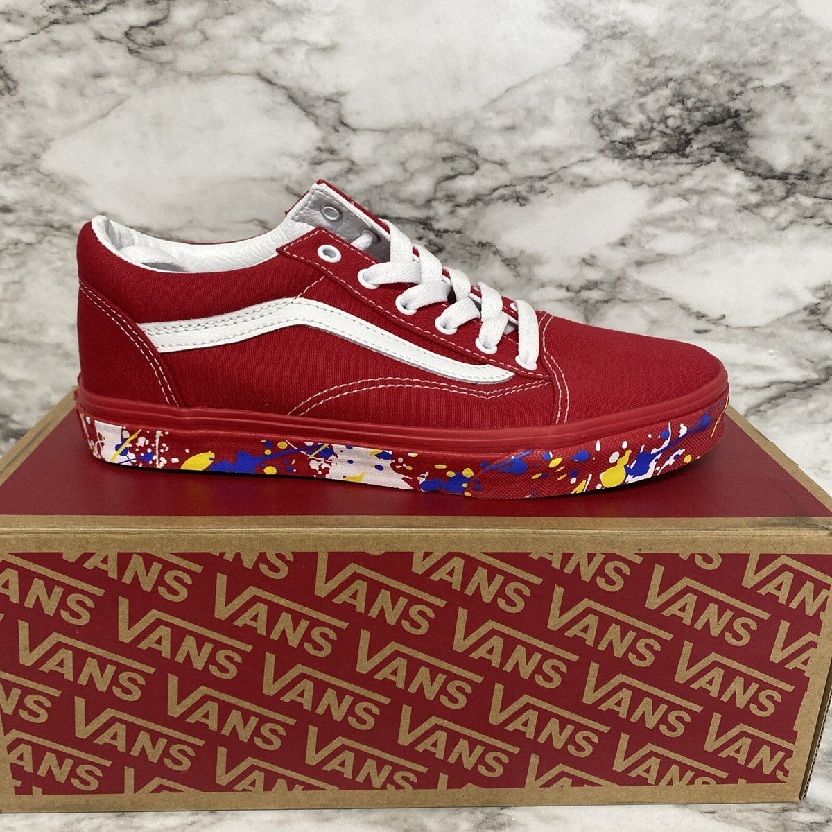 Vans Skate Old Skool, Paint Splatter Racing Red, Size 5.5 | eBay Vans Skate Old Skool, Paint Splatter Racing Red, Size 5.5 | eBay