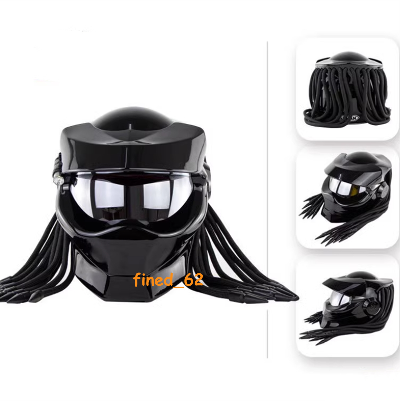 Alien Predator Black Motorcycle Helmet Laser Light Sunscreen Lens  Helmet NEW