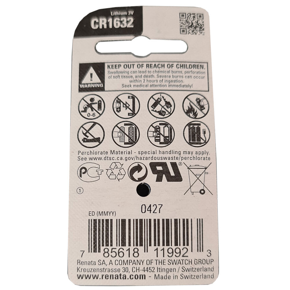 Thumbnail - Renata Cr1632 Knopfzelle Limno2 3,0volt 125mah