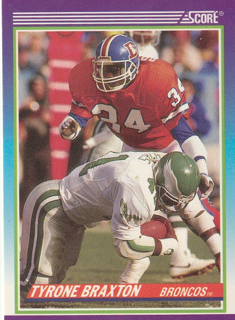 FREE SHIPPING-MINT-1990 Score Tyrone Braxton #474 BRONCOS PLUS BONUS CARDS