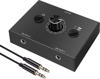 3.5Mm Stereo Audio Switch Audio Switcher Passive Speaker Headphone Manual Select