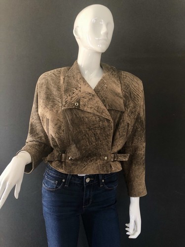 Vintage Leather Jacket 80's Philip Noel Acid Washe