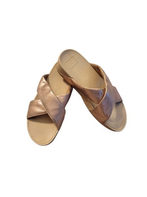 FitFlop Womens Lulu Cross Glitz Slide Sandals Rose Gold Size 9 | eBay