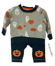 Halloween Baby Outfit Ghost Pumpkin Pants Shirt Two Piece 0-3 Months Cat Jack