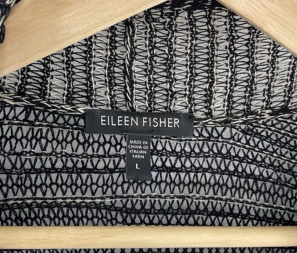 Cárdigan abierto Eileen Fisher 85 % lana 15 % lino hilo italiano Lagenlook talla L defectos Foto 4 de 4
