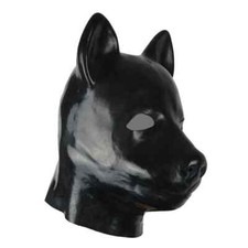 Black 3D Mould Full Head Dog Latex Hood Mask Animal Cosplay with Back Zipper US