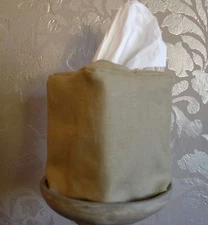 Linen Tissue Box Cover - Mike & Ally Khaki Linen Fabric Boutique 
