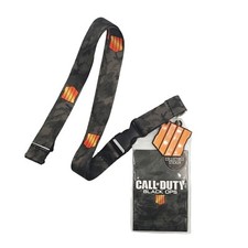 Call of Duty Black Ops 4 Lanyard ID Badge Holder Metal Key Chain Fab Gray Camo