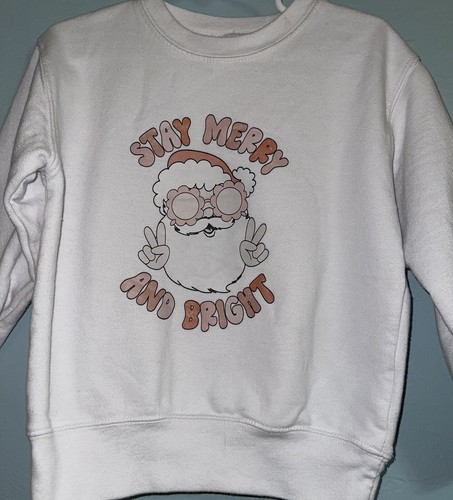 Rabbit Skins Toddler Girls Christmas Sweatshirt White w Santa Claus Size 4 - Picture 2 of 6