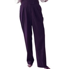 Armani Collezioni Soft Wool Stretch Pleated Baggy Wide Leg Pants EUC Plum Size 8