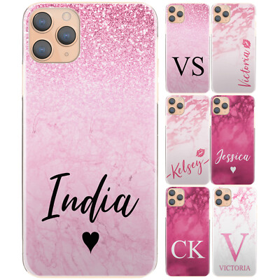 Personalisierte Handy Hülle für Huawei/Honor; Initiale Rosa Lippen Marmor Hartschale