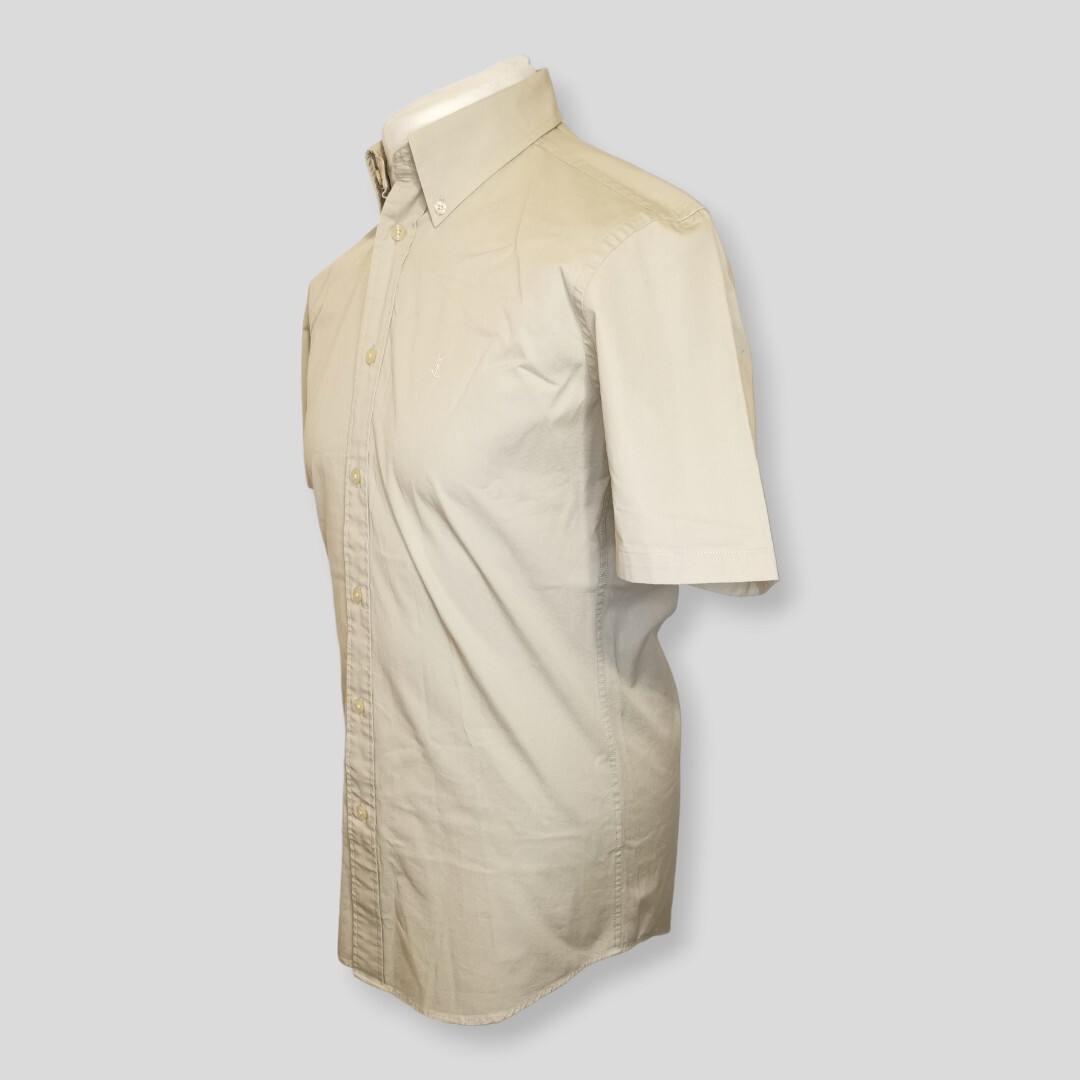 Camicia da uomo beige Yves Saint Laurent taglia S manica corta abbottonata