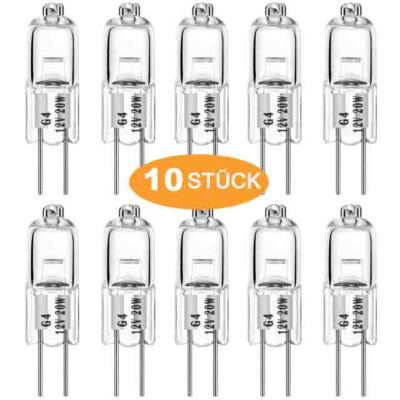 10 x G4 Halogen-Lampe Bi-Pin Stiftsockellampe 12V 10W 20W Warmweiß Birne Lampe