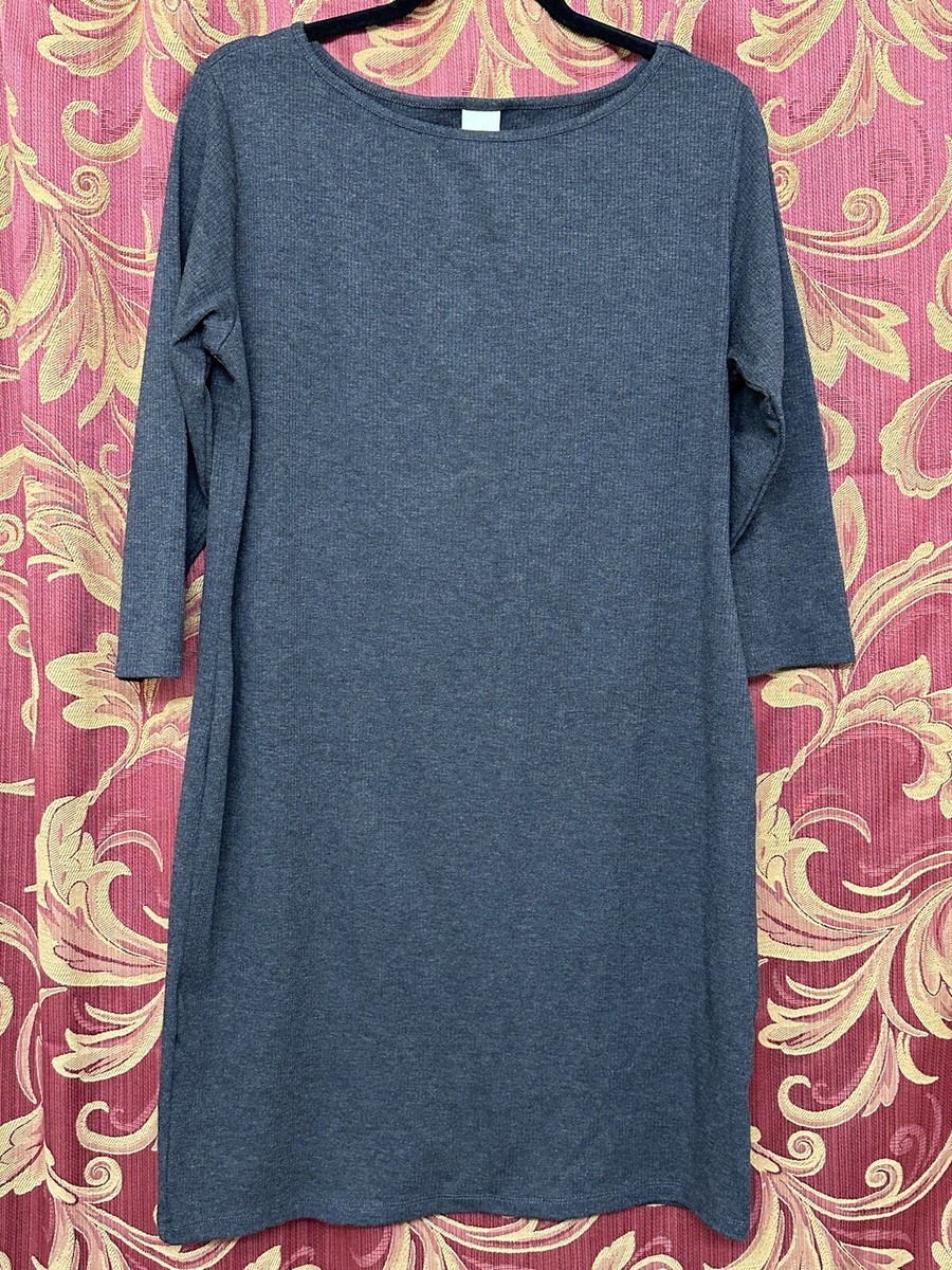 rib knit dress h&m grey Basics Dark Ribbed Sweater Bodycon Size XL EUC Top Lace Tulle Sleeveless Zipper Back Lovely Pretty Flower Girl Dresses