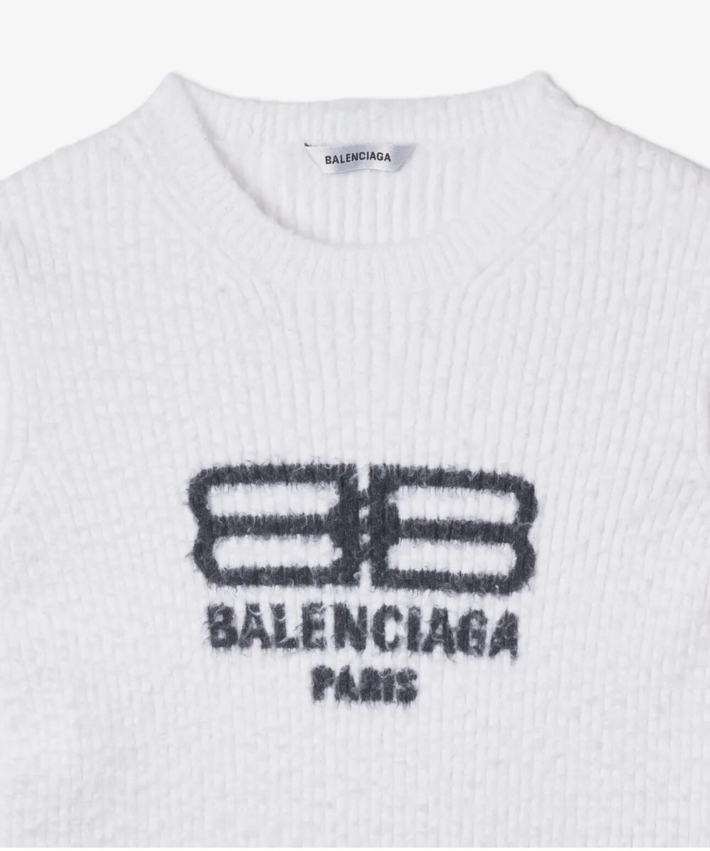 BALENCIAGA 2017 BBロゴ金具 肩ジップ クルーネックニット 34 BALENCIAGA 2017 BBロゴ金具 肩ジップ クルーネックニット 34