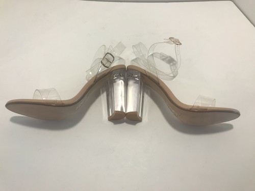 $164 New Defects Steve Madden Clear Ankle High Heels 9M Open Toe Clearer N88 - Picture 8 of 8