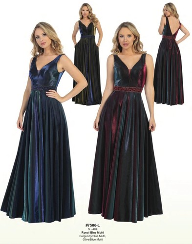 Royal Blue Multi Iridescent Pageant Shimmering Ball Gown Dress sz M (8-10) NWT - Picture 2 of 6