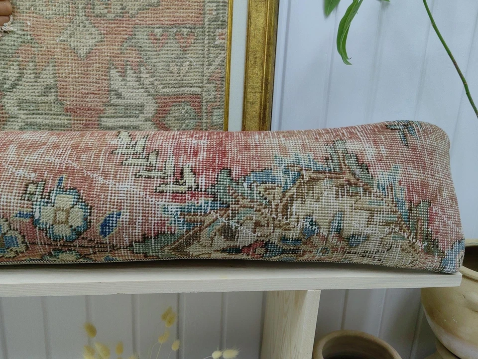 Kilim Lumbar 8x48 in Long Lumbar pillow Turkish Rug Pillow Long bed pillow wool - Image 4 of 4