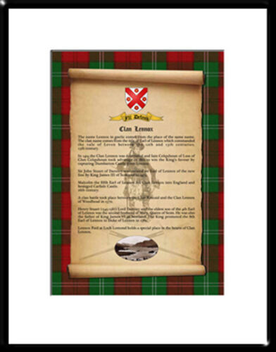 CLAN Lennox - Clan History, Tartan, Crest, Castle & Motto MOUNTED PRESENTATION - Picture 1 of 1