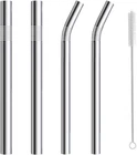 4-Pack Stainless Steel Straws, 12Mm/8Mm Extra Wide Reusable Metal Smoothie/Milks