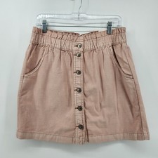 American Eagle Skirt Womens Size 12 Pink Button Front Elastic Waist Casual