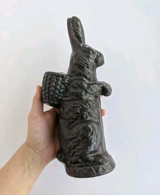 Vintage Blow Mold Easter Bunny Rabbit Faux Chocolate Decor Premier Plastics 11''