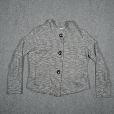 Cabi Jacket Women's Gray Heather M Cotton Blend Mock Neck Button Front