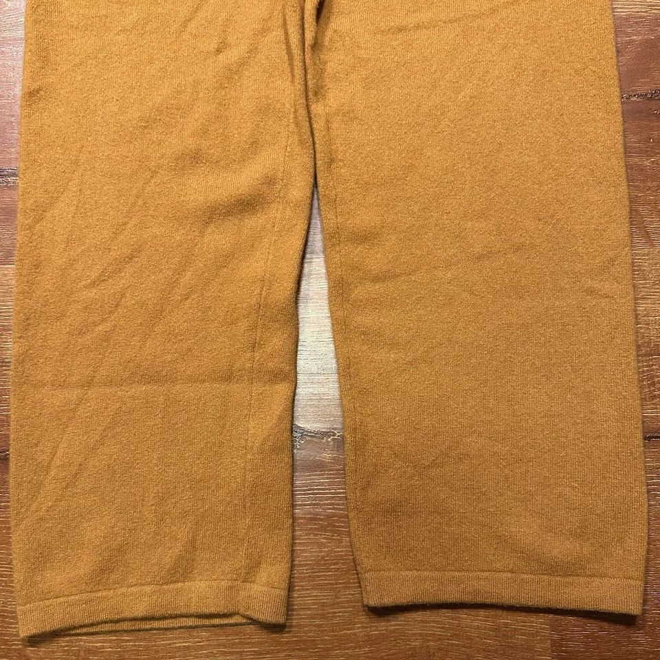 Neiman Marcus Cashmere Pants Womens L Mustard Yellow Pull On Sweats Wide Leg G2U - Image 4 of 4