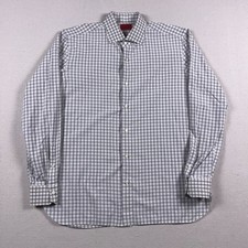 Isaia Napoli Dress Shirt Mens 17 - 43 Cotton Check Button Up Made in Italy