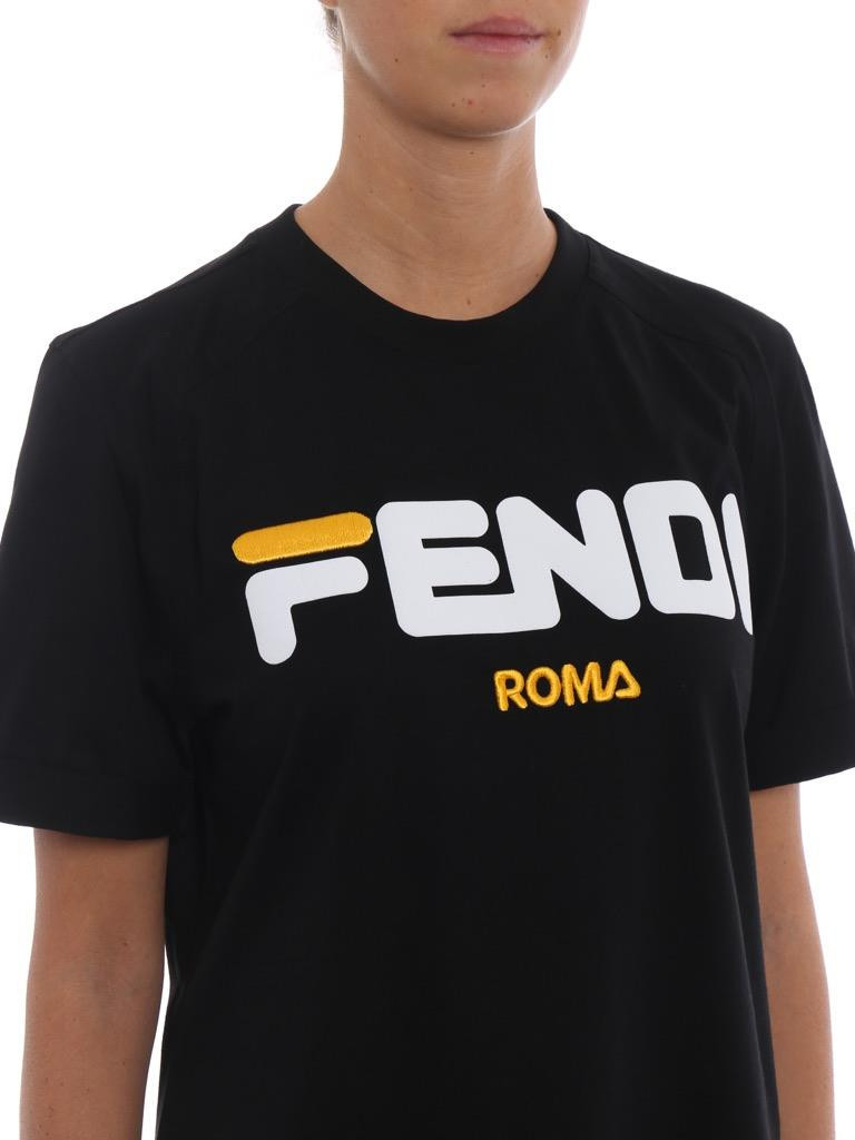 FENDI x Fila Collaboration Special Edition T-shirt In Black FENDI x Fila Collaboration Special Edition T-shirt In Black